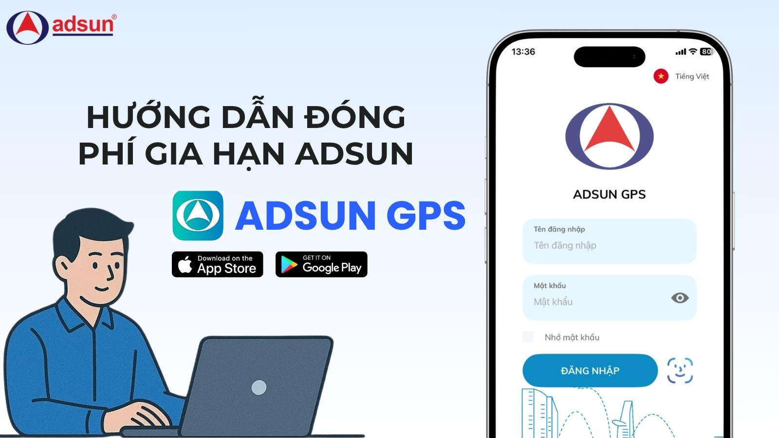 Hướng dẫn cách đóng phí gia hạn giám sát hành trình Adsun