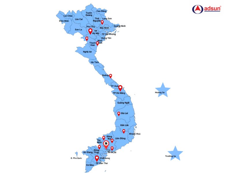 Chi nhánh/đại lý trải dài từ Bắc vào Nam