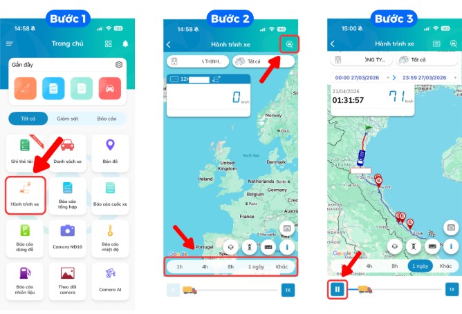 3.5 app Hướng dẫn xem h&agrave;nh tr&igrave;nh xe