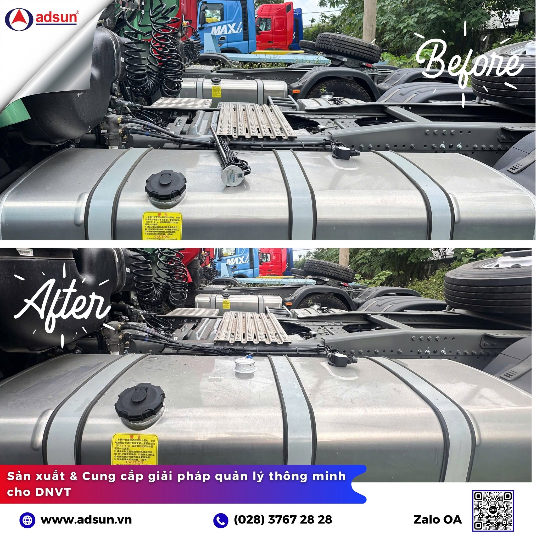 Khảo s&aacute;t v&agrave; đo đạc k&iacute;ch thước th&ugrave;ng dầu xe ben trước khi lắp đặt cảm biến.