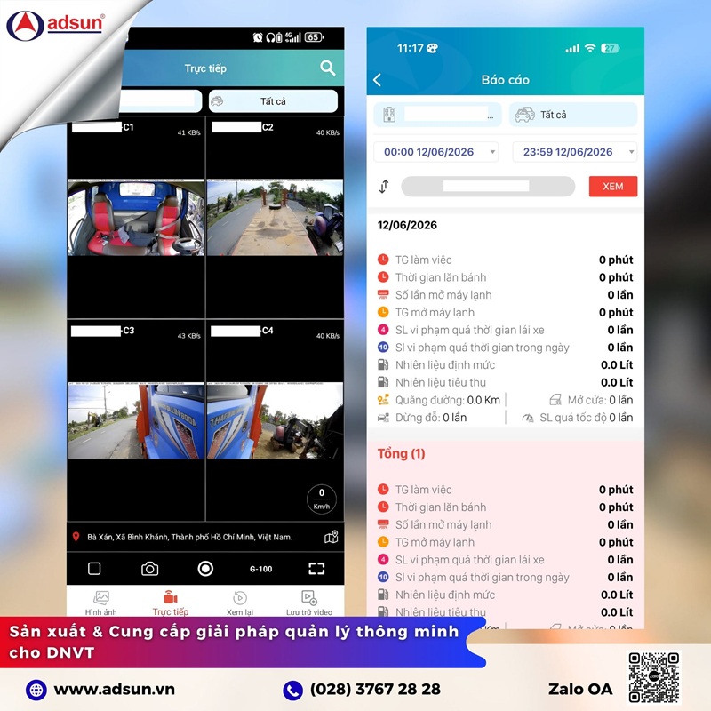 Quản l&yacute; theo d&otilde;i trực tiếp h&igrave;nh ảnh (Livestream) từ c&aacute;c mắt camera qua phần mềm Adsun.