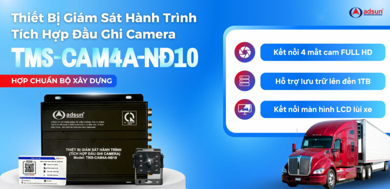 Thiết bị giám sát hành trình tích hợp đầu ghi camera Nghị định 10 model TMS-CAM4A-NĐ10